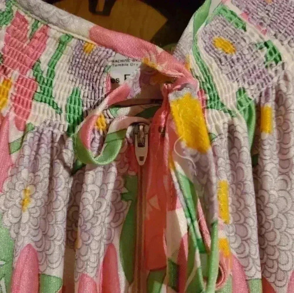 Medium Vintage JCPenney Silky Misses Robe House Coat Floral Bright - Picture 4 of 5